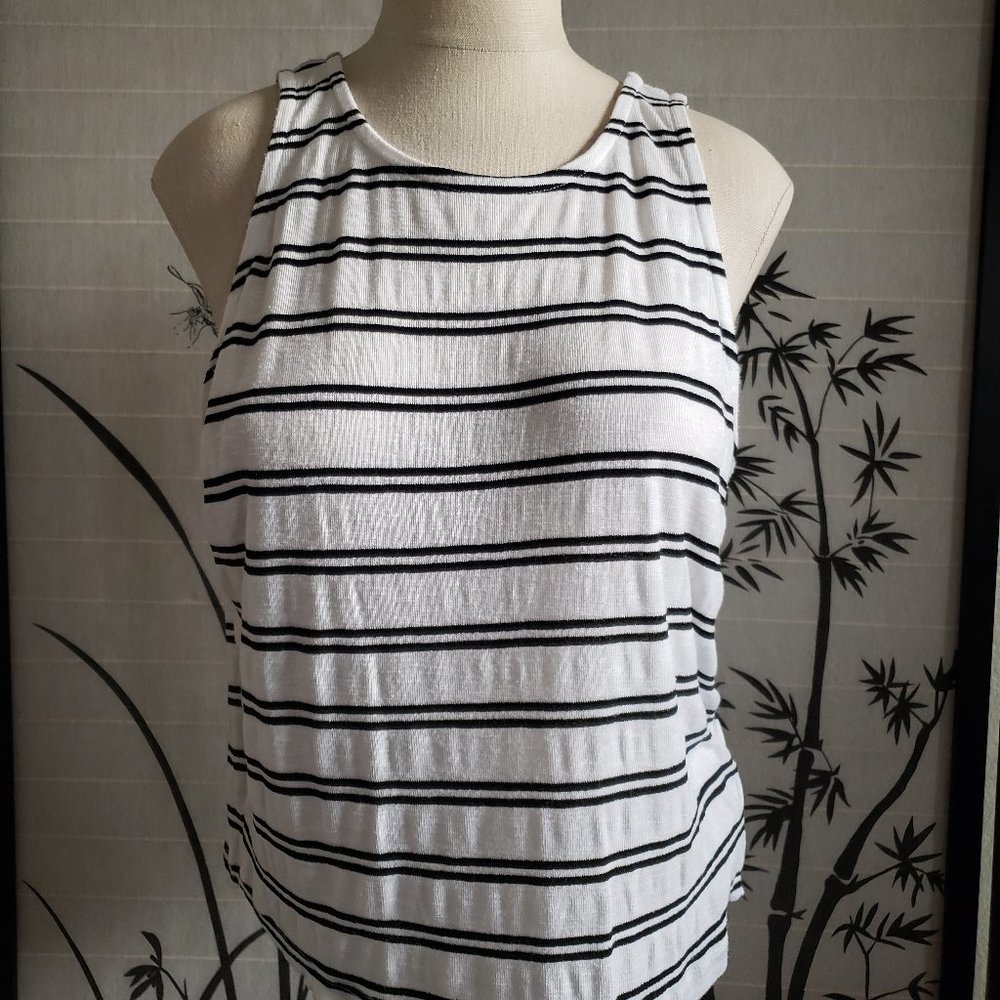 [Splendid] Black & White Striped Tank Top